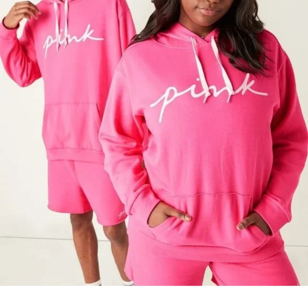 Vs Pink Everyday campus hoodie & signature pants in capri pink